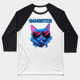 Gangster Cat Synthwave Retro Baseball T-Shirt